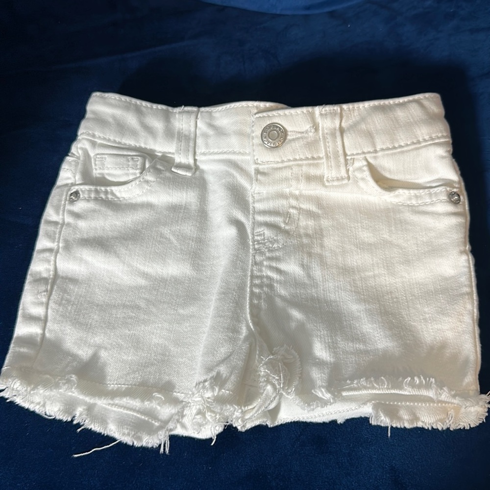 Cute white cutoff summer shorts soft denim for toddler girl